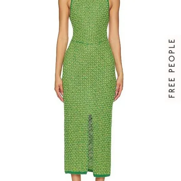 Free People Mindy Backless Dress in Lime (New with tags) - Picture 2 of 5